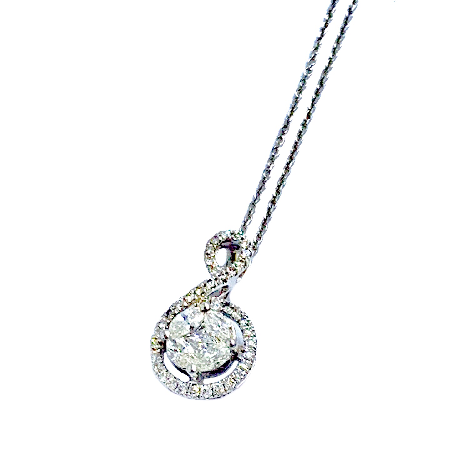 Cluster Diamond with Halo Set White Gold 18k