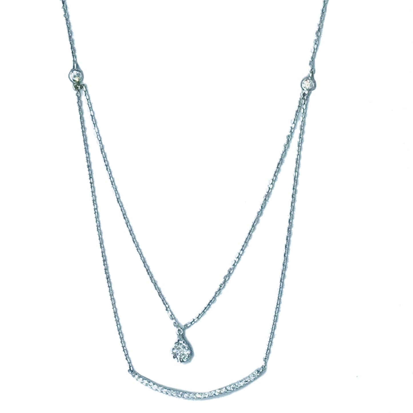 Diamond Arch Double Necklace White Gold 18k