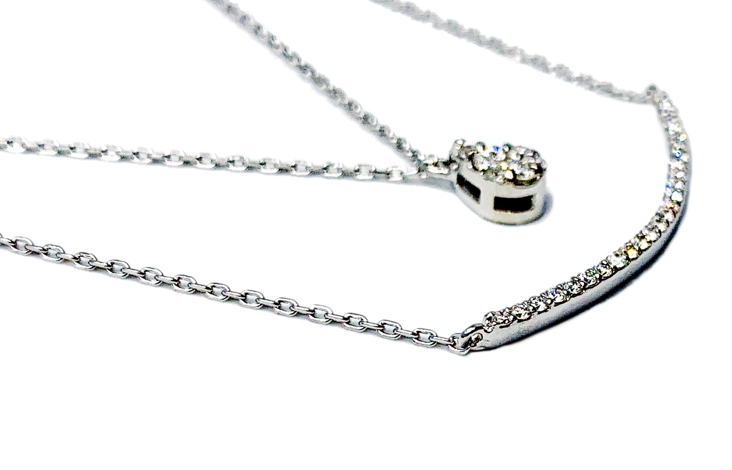 Diamond Arch Double Necklace White Gold 18k