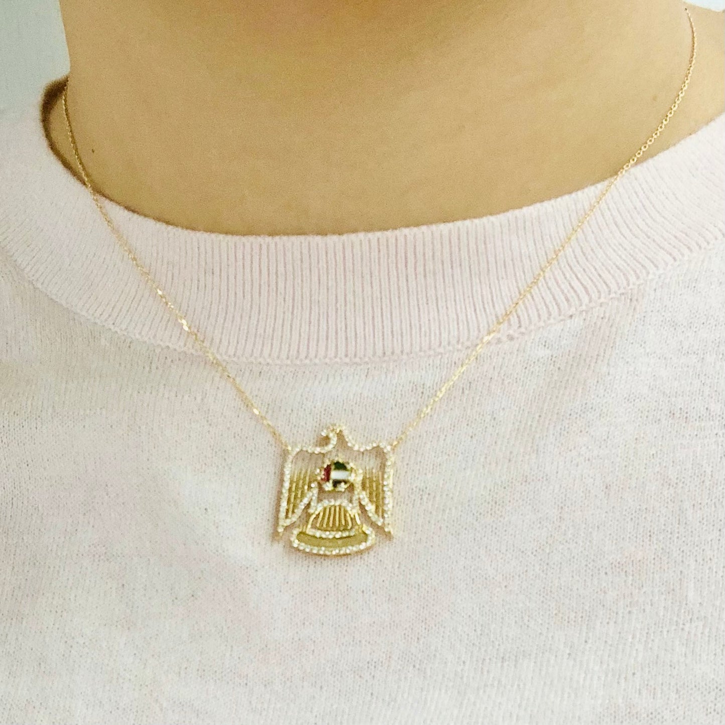 UAE Flag Falcon Diamond Necklace