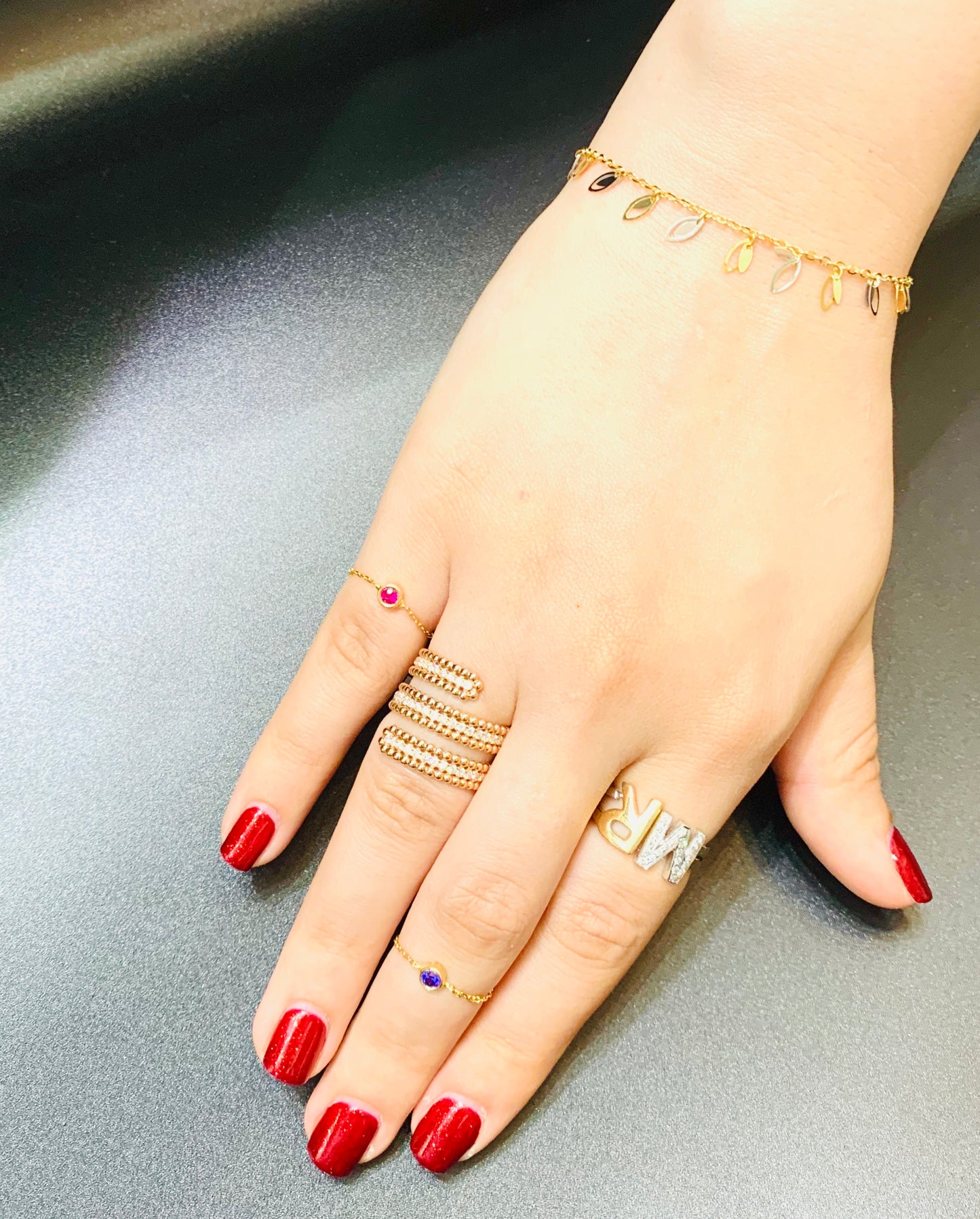 Shams - Swirling Diamond Ring - MUSBAHJEWELLERS