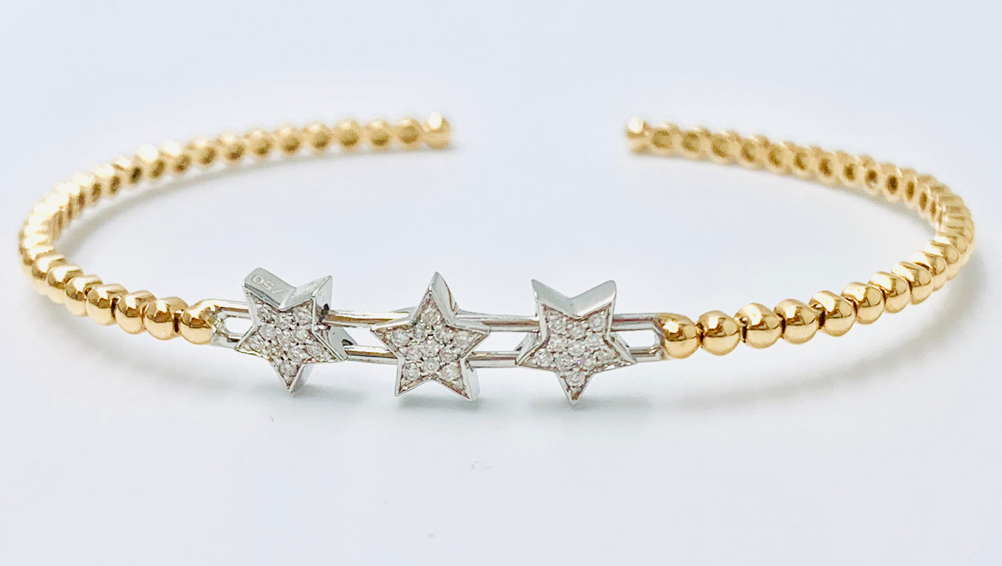Shams - Three Star Open Bangle - MUSBAHJEWELLERS
