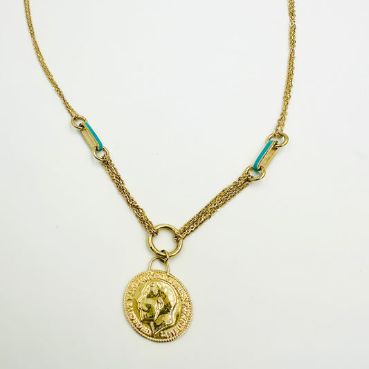 Talasim - Enameled Coin Necklace