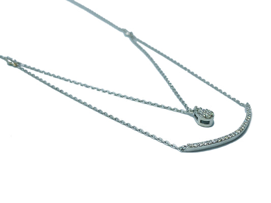 Diamond Arch Double Necklace White Gold 18k