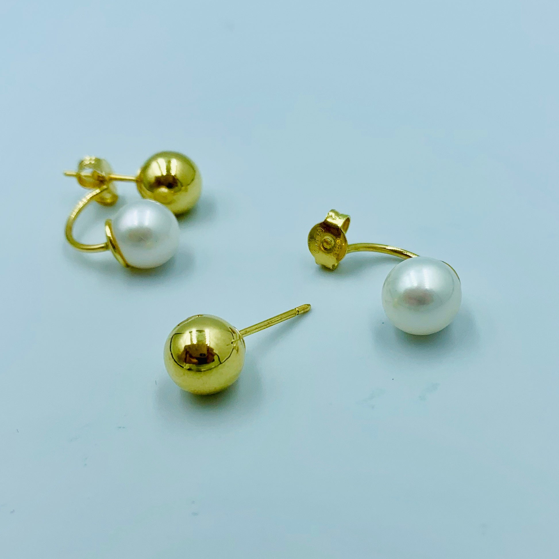 Yomiyat- Gold Pearl Ballon Earrings - UAEJEWELS