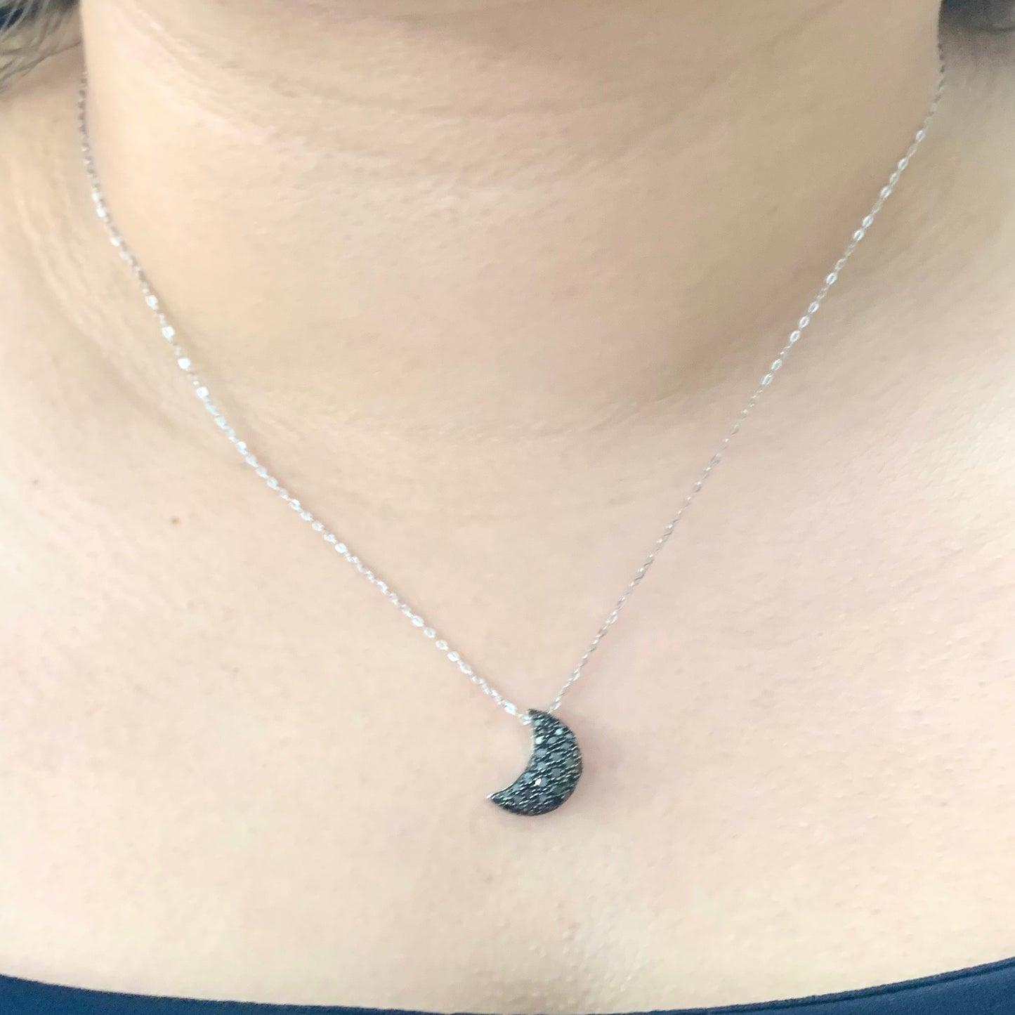 Hilal - Half Moon Black Diamond Necklace