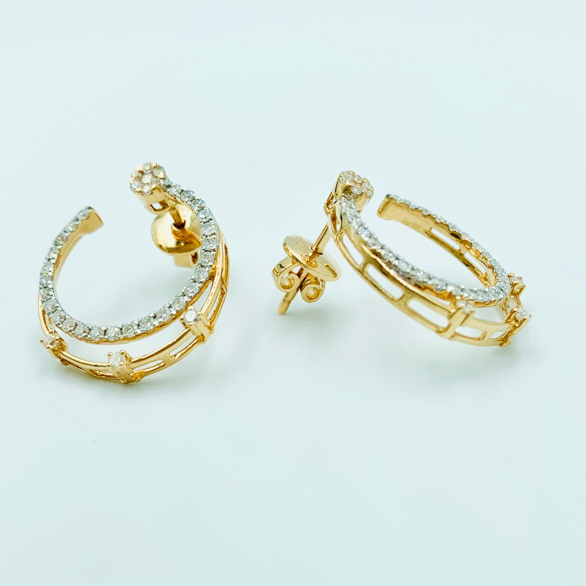 Tajreedi- Double Curved Diamond Hoops - UAEJEWELS