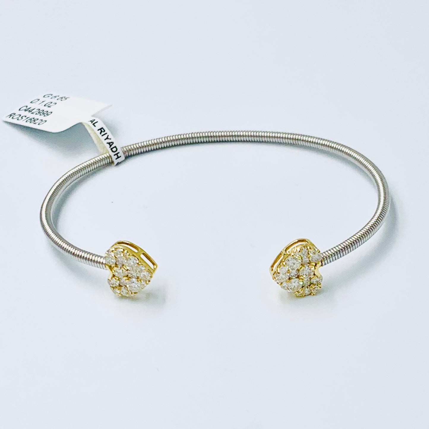 Cupid's - Diamond Heart Open Bangle - UAEJEWELS