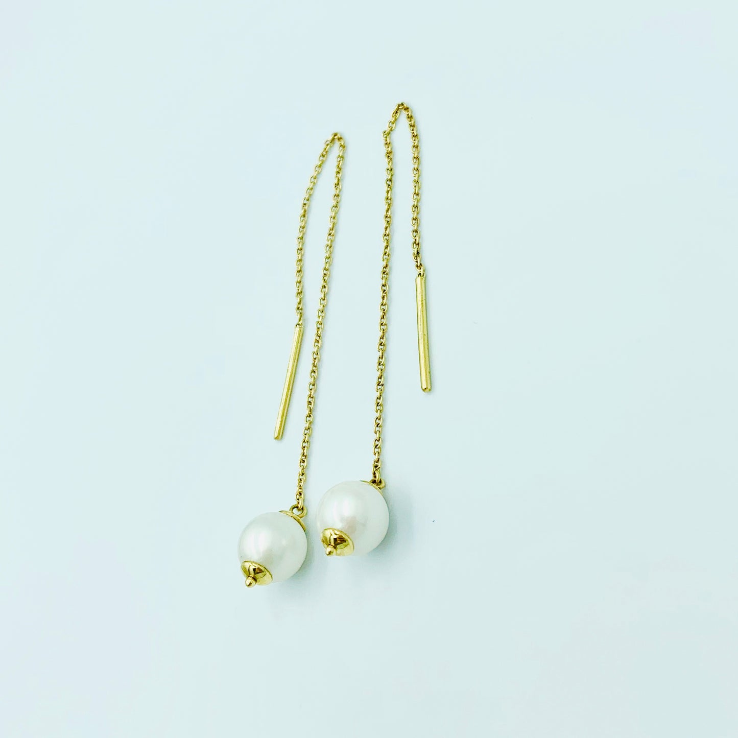 Yomiyat - Pearl Double Chain Earrings - UAEJEWELS