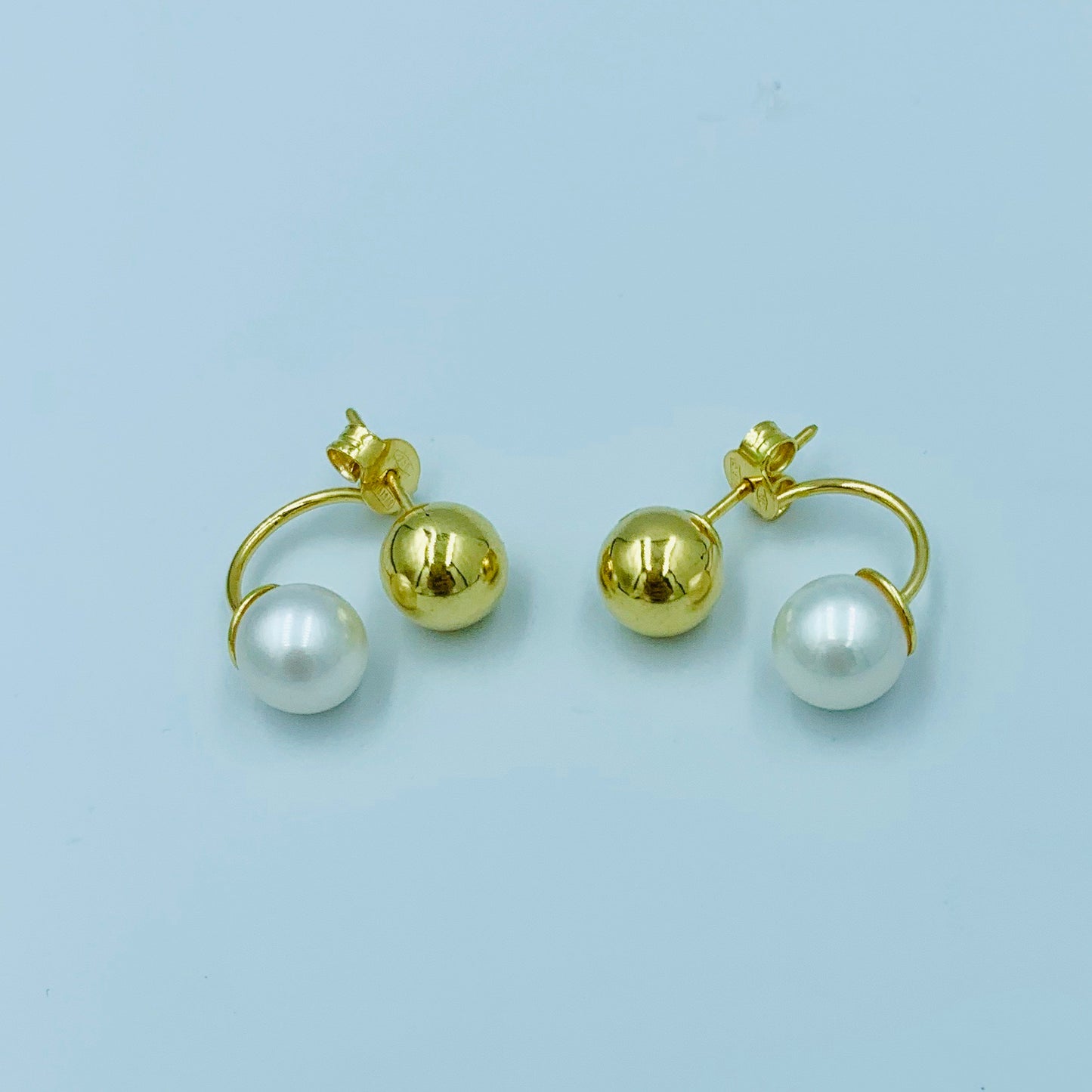 Yomiyat- Gold Pearl Ballon Earrings - UAEJEWELS