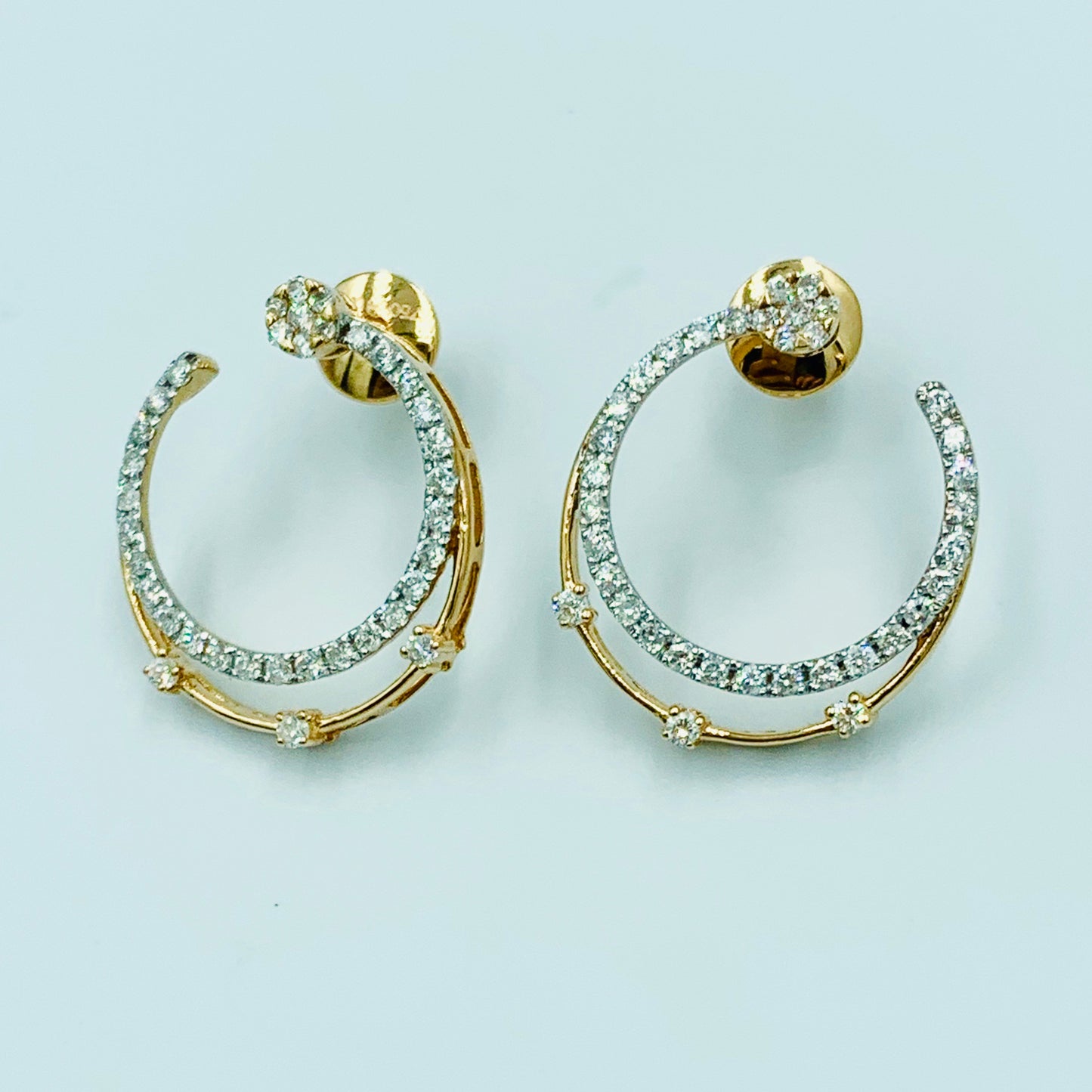 Tajreedi- Double Curved Diamond Hoops - UAEJEWELS