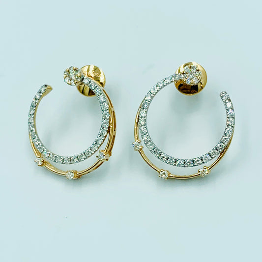 Tajreedi- Double Curved Diamond Hoops - UAEJEWELS