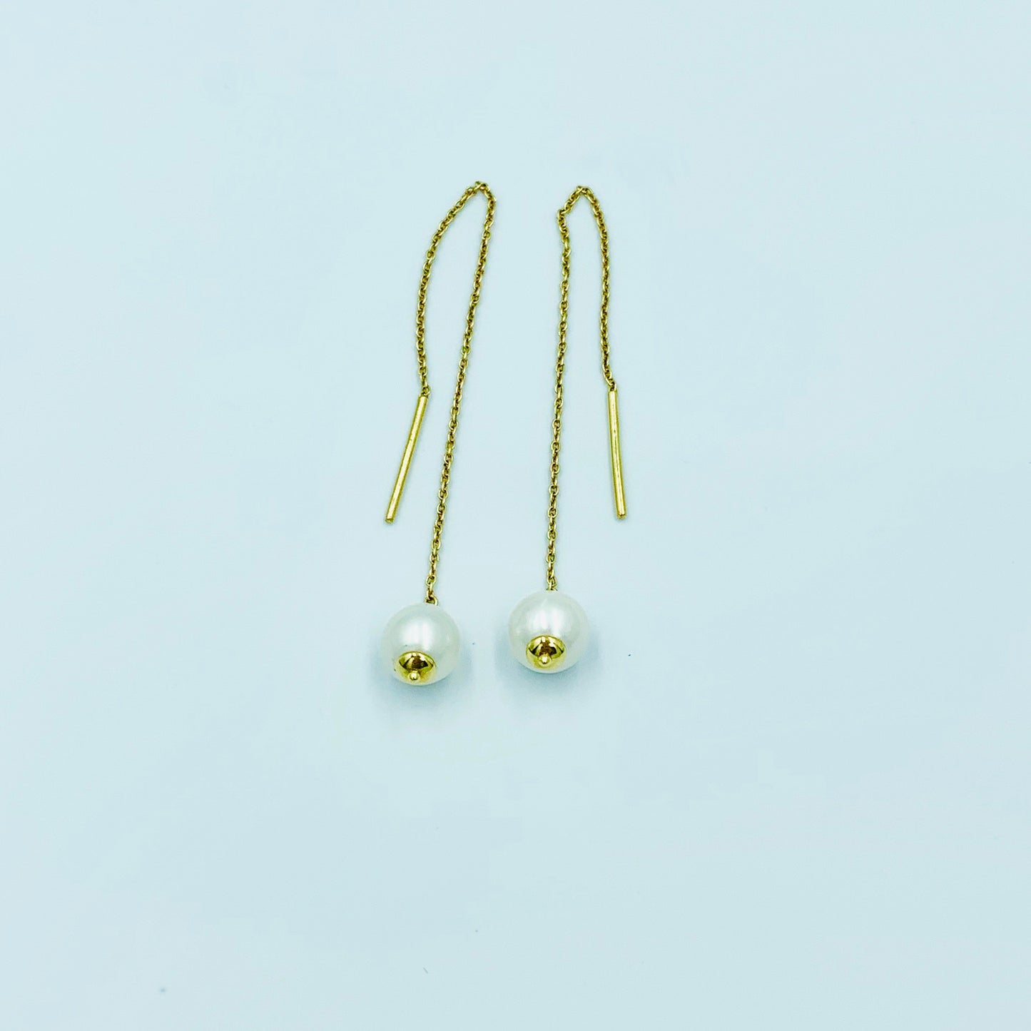 Yomiyat - Pearl Double Chain Earrings - UAEJEWELS