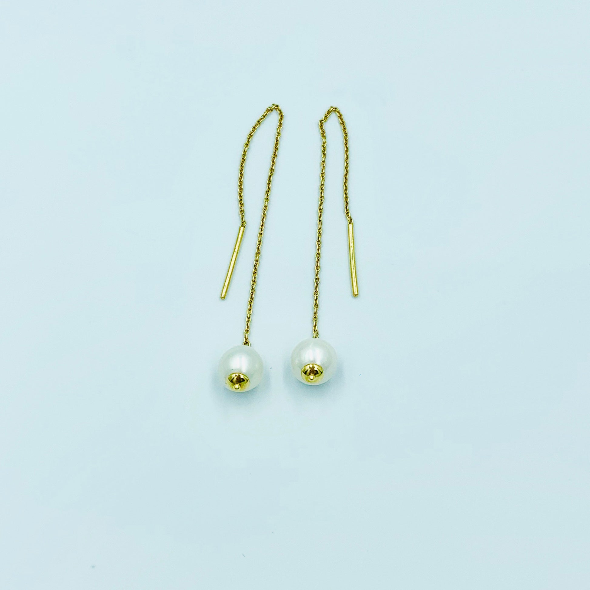 Yomiyat - Pearl Double Chain Earrings - UAEJEWELS